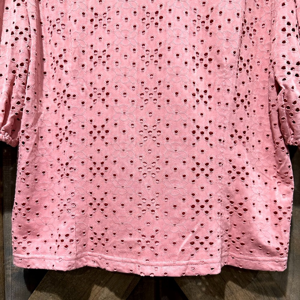 NWOT The Shirt Brand Pink Short Sleeve V-Neck Blouse - Picture 5 of 16